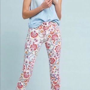 Pilcro Anthropologie floral mid rise jean.